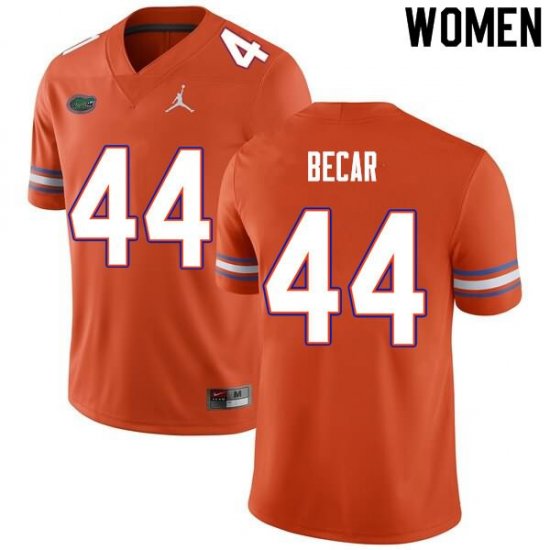 Women's Florida Gators #44 Brandon Becar NCAA Nike Orange Authentic Stitched College Football Jersey QAW8662GW